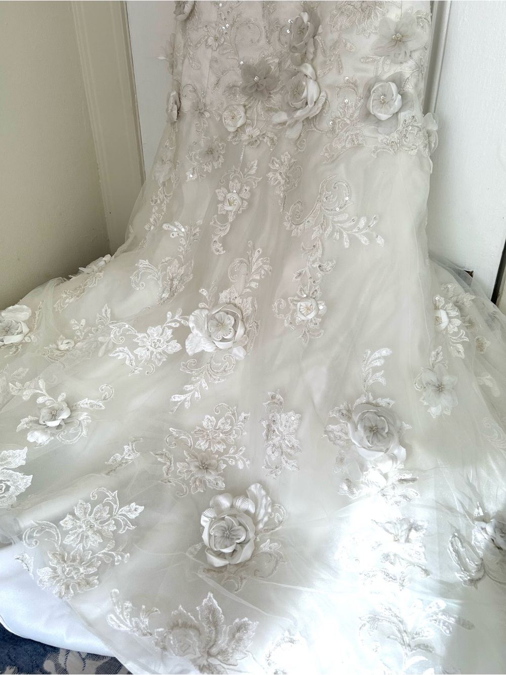 VTG NWOT Tag 10 Fits 2/4 Maggie Sottero Couture Bridal Gown 3D Floral Dress - Picture 6 of 17